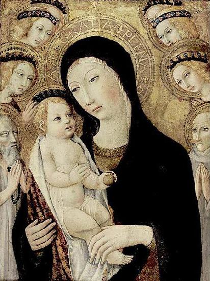 SANO di Pietro Madonna and Child with Sts Anthony Abbott and Bernardino of Siena oil painting image